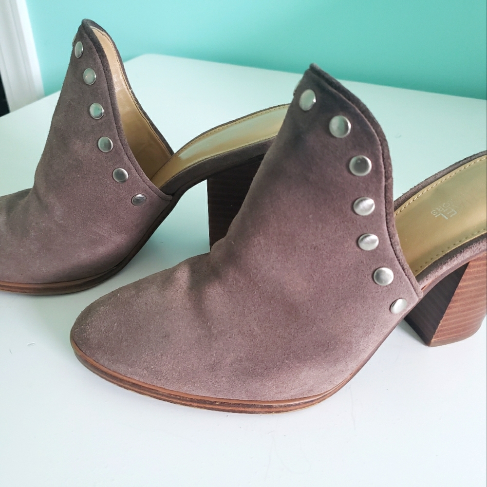 Michael Kors Louise Taupe Studded Mule heels
